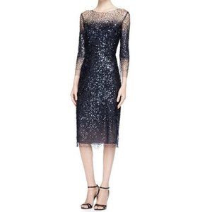 Monique Lhuillier Navy Blue Illusion Dress